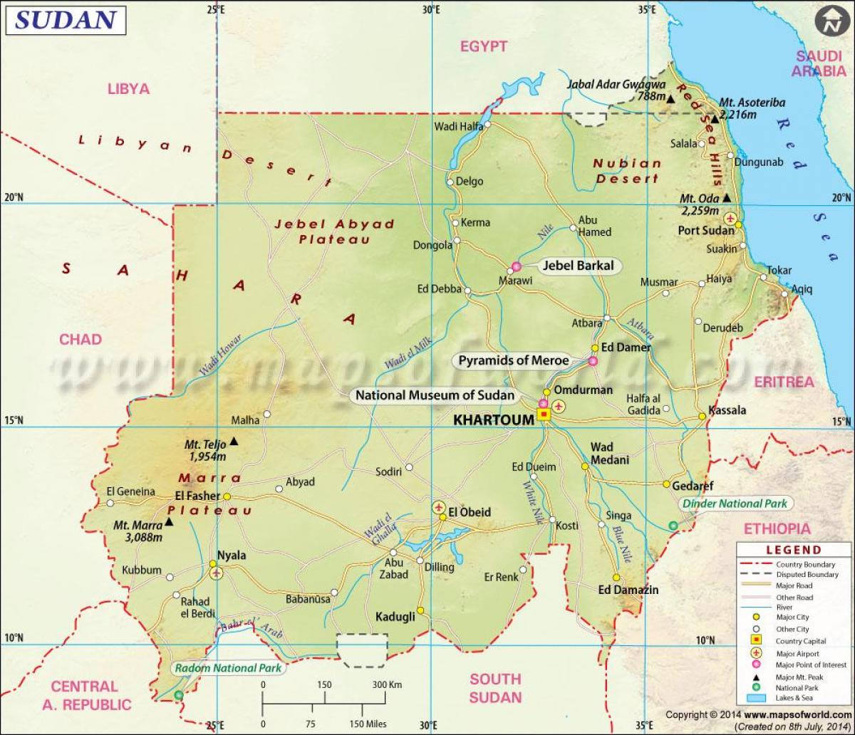 карта на Судан